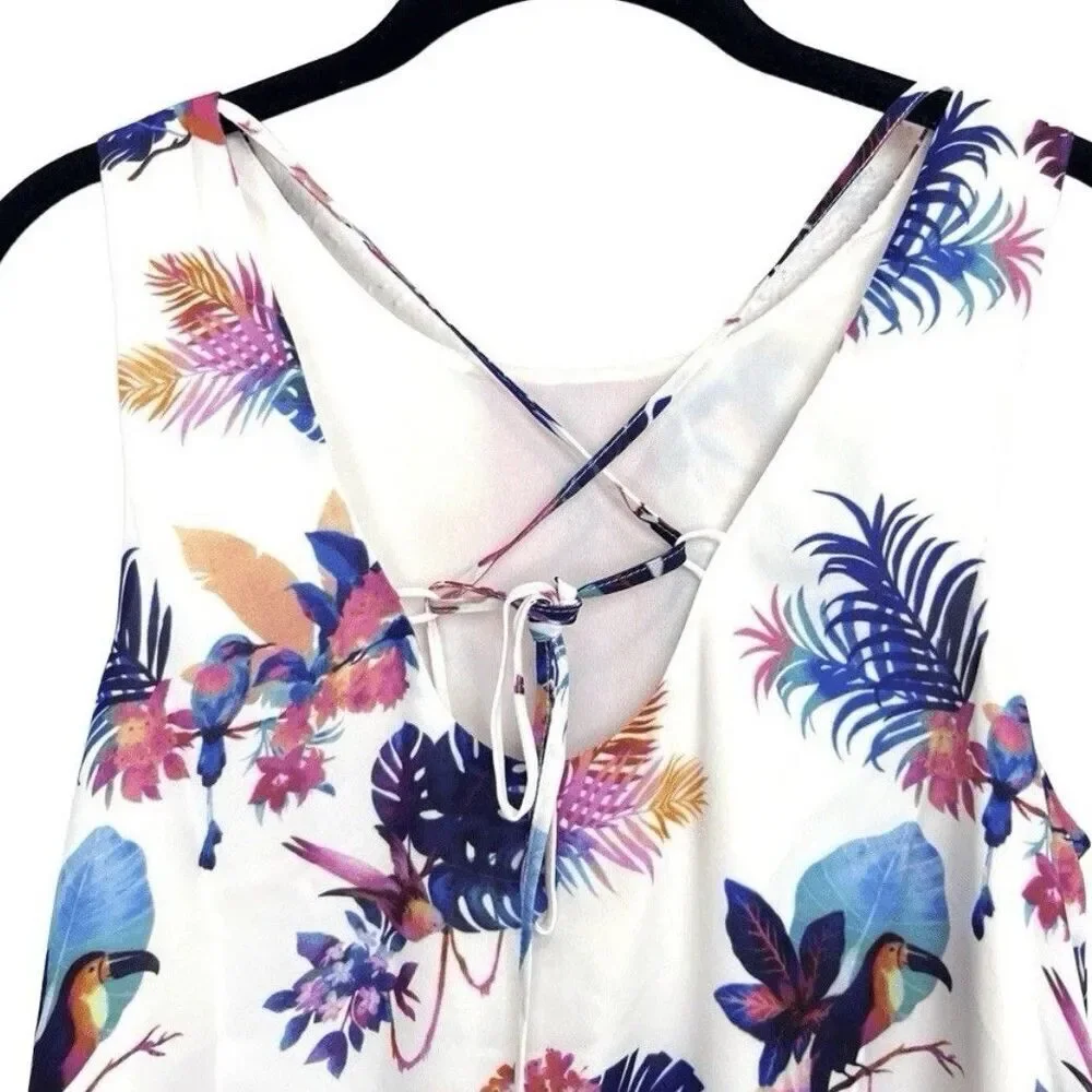 Hatley Tropical Floral Sleeveless Shift Dress XS White Pink Blue Resort Beach - Picture 6 of 11
